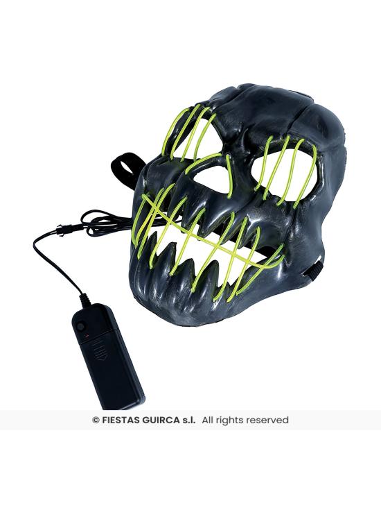 Máscara preta sorridente com luz, pvc