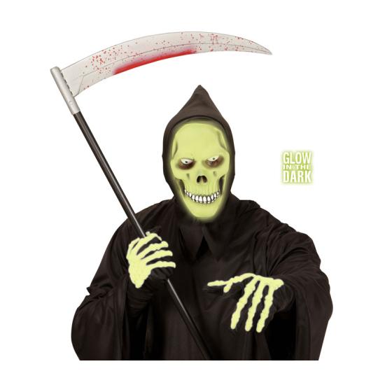 Máscara verde com capuz brilha no escuro