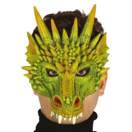 Meia máscara de dragão de espuma verde