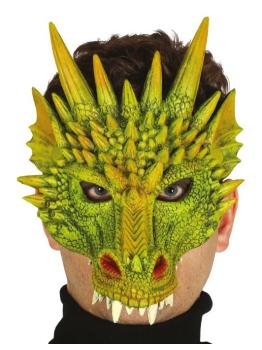 Meia máscara de dragão de espuma verde