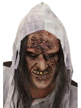 Meia máscara com cabelo de bruxa zumbi