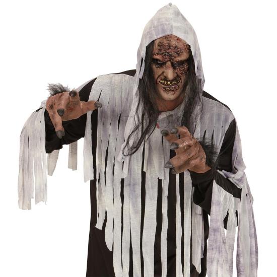 Meia máscara com cabelo de bruxa zumbi