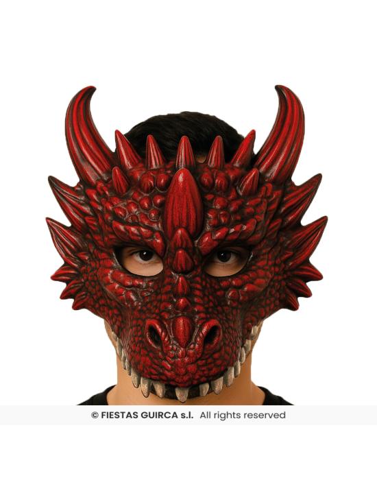 Meia máscara de dragão vermelho