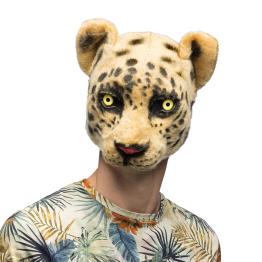Meia máscara de pelúcia leopardo
