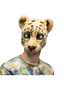 meia máscara de pelúcia com estampa de leopardo