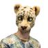 Meia máscara de pelúcia leopardo