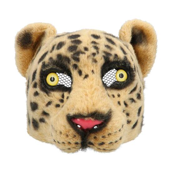 meia máscara de pelúcia com estampa de leopardo