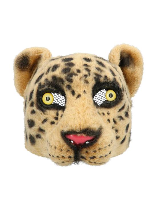 meia máscara de pelúcia com estampa de leopardo