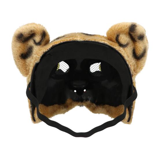 meia máscara de pelúcia com estampa de leopardo