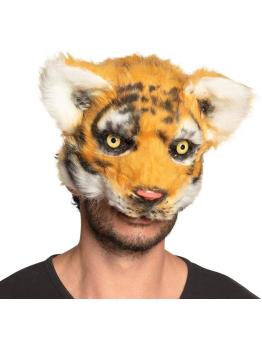 Meia máscara de tigre de pelúcia