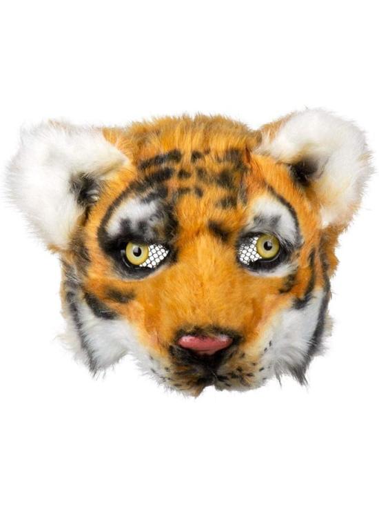 Meia máscara de tigre de pelúcia