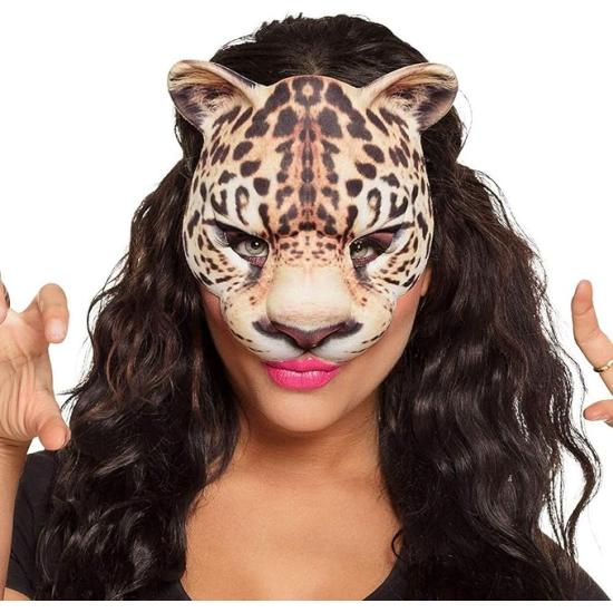 Meia máscara, estampa realista de leopardo