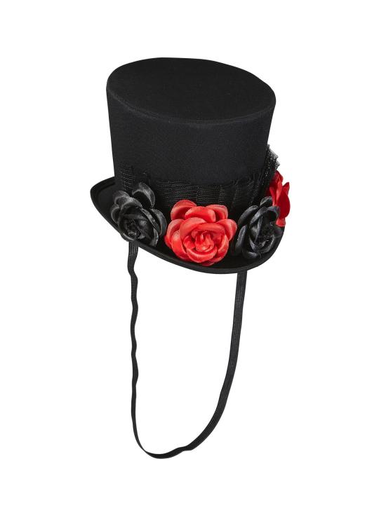 Mini chapéu de tule e 4 rosas