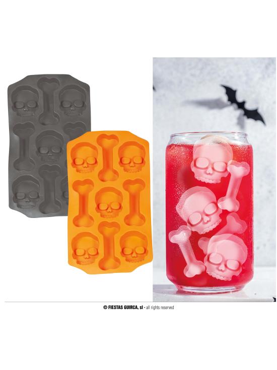 Molde para hacer Cubitos de Hielo con forma de Calaveras y Huesos.