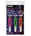 Pintura facial UV neon intensa com brilho lunar