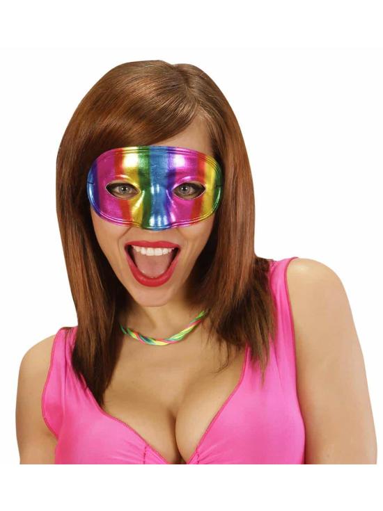 Máscara arco-íris metálica unissex.