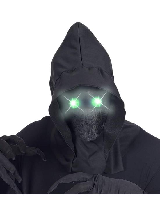 Máscara facial invisível com olhos verdes luminosos