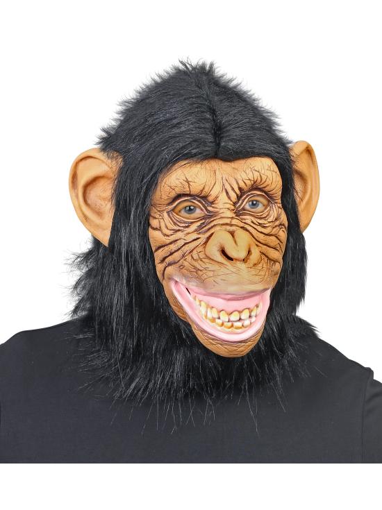 Máscara de Chimpanzé de Látex com Cabelo – Widmann | Fantasia para Adulto