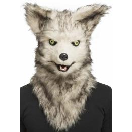 Máscara de animal lobo adulto com mandíbula móvel
