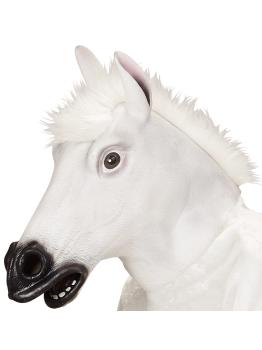 Máscara de cavalo para fantasia com cabelos brancos