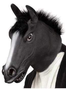 Máscara de cavalo para fantasia com cabelo preto