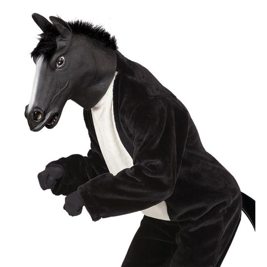 Máscara de cavalo para fantasia com cabelo preto
