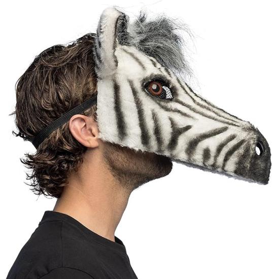 Máscara de zebra com cabelo para adultos