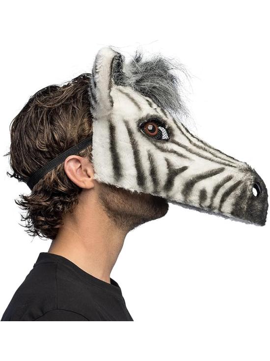 Máscara de zebra com cabelo para adultos