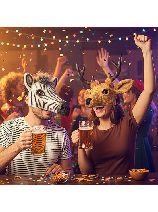 Máscara de zebra com cabelo para adultos