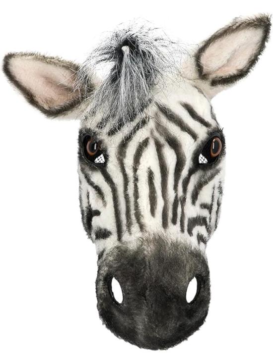 Máscara de zebra com cabelo para adultos