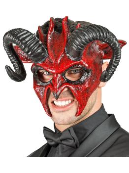 Máscara do diabo com chifres pretos, demônio