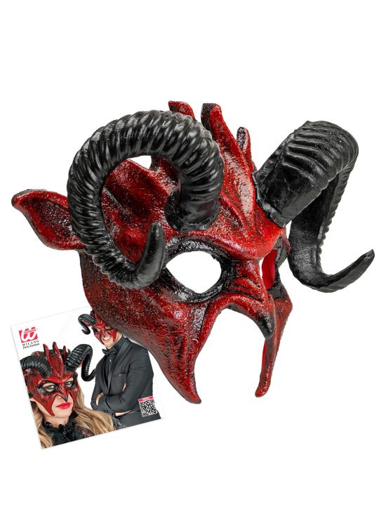 Máscara do diabo com chifres pretos, demônio