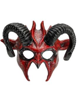 Máscara do diabo com chifres pretos, demônio