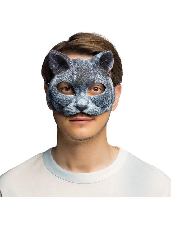 Máscara realista de gato cinza para adultos