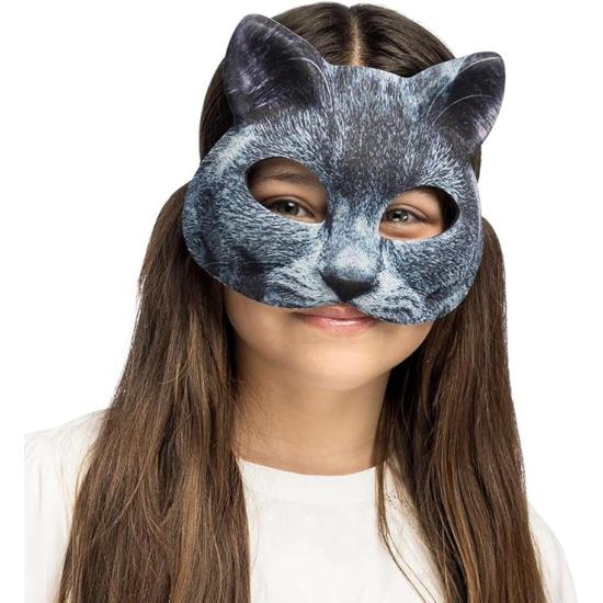 Máscara realista de gato cinza para adultos