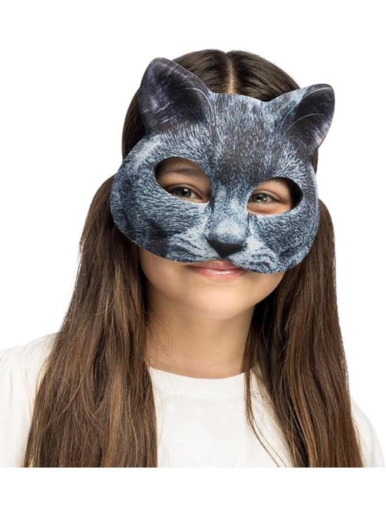 Máscara realista de gato cinza para adultos