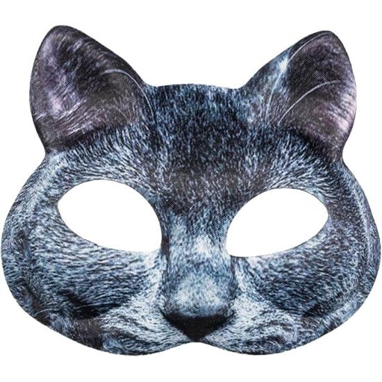 Máscara realista de gato cinza para adultos