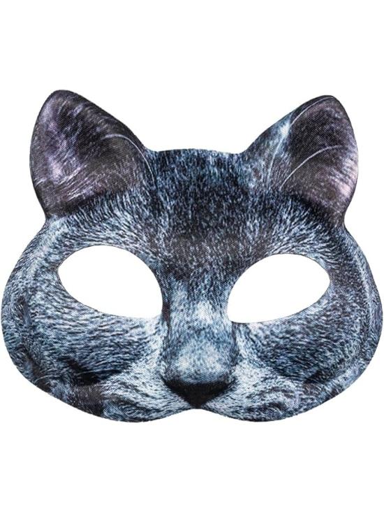 Máscara realista de gato cinza para adultos