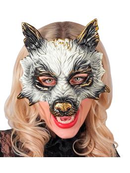 Máscara de lobo realista para carnaval, Halloween ou festas à fantasia – unissex – design 3D com detalhes dourados