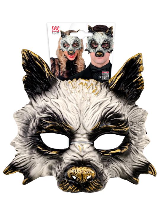 Máscara de lobo realista para carnaval, Halloween ou festas à fantasia – unissex – design 3D com detalhes dourados