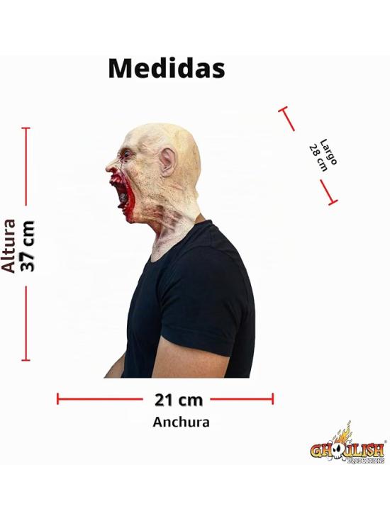 Máscara de látex de zumbi infectado da Ghoulish Productions para adultos.