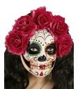 Máscara do Dia de Los Muertos decorada com rosas vermelhas