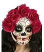 Máscara do Dia de Los Muertos decorada com rosas vermelhas