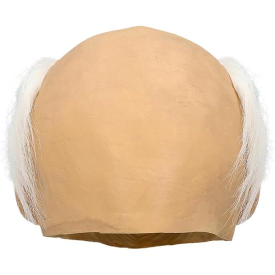 Máscara de fantasia de velho com peruca.