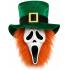 Máscara do Ghost Face® para o Dia de São Patrício com cabelo laranja e chapéu de duende