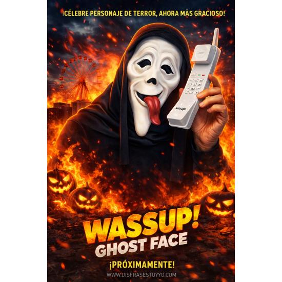 Máscara do Ghost Face "Wassup" com telefone