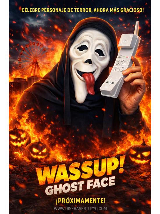 Máscara do Ghost Face "Wassup" com telefone