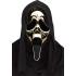 Máscara GhostFace Dourada Cromada com Capa – PVC Cromado Rígido para Adultos