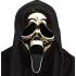 Máscara GhostFace Dourada Cromada com Capa – PVC Cromado Rígido para Adultos