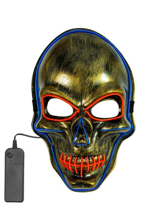 Máscara de caveira LED, rosto brilhante, caveira, esqueleto, demônio, Halloween